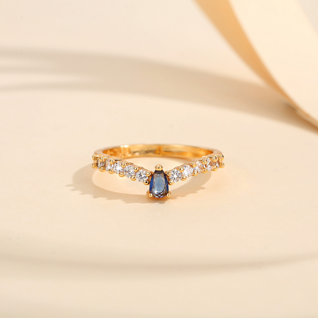 Y131 [COD✔] Cincin Titanium Lapis Emas Hias Kristal Warna Gold Korea Tidak Luntur Untuk Wanita