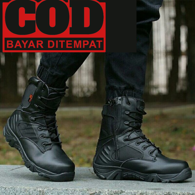 Delta Cordura Tactical Hitam - Sepatu Boots High Best Quality - Sepatu Pdl Tinggi Pria Wanita Ujung Besi