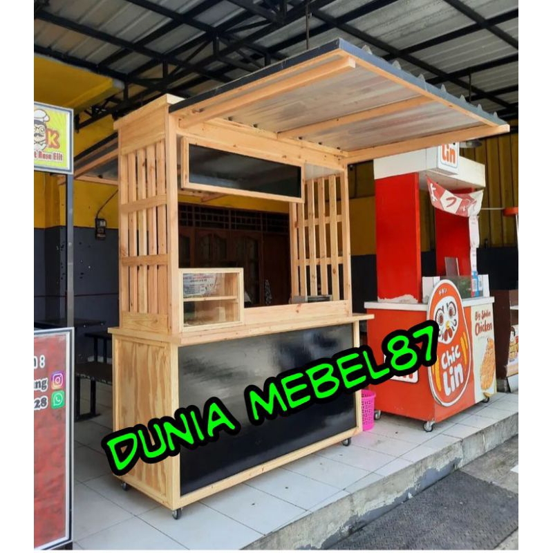 booth kontainer booth kayu jati Belanda murah gerobak jualan