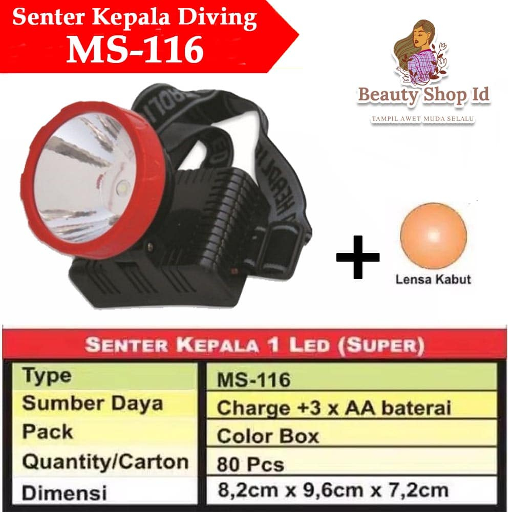 Senter Kepala LED Rechargeable Mitsuyama MS-116 Super Terang Tahan Lama BISA COD