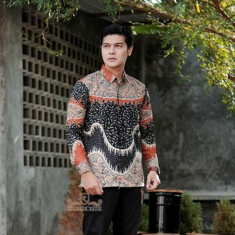 Kemeja batik pria lengan panjang bahn katun ukuran M L XL XXL