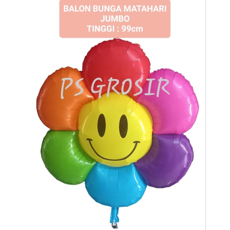 BALON BUNGA MATAHARI JUMBO BESAR LAMPU LED