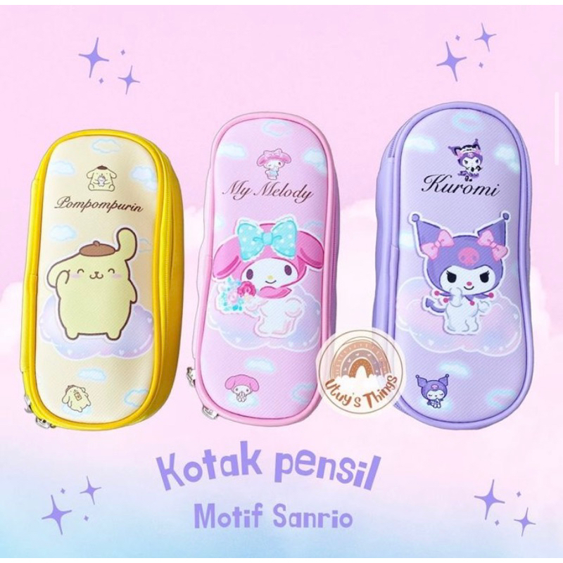 

Tempat pensil PASTEL SAFIANO motif sanrio kuromi / melody / pompompurin