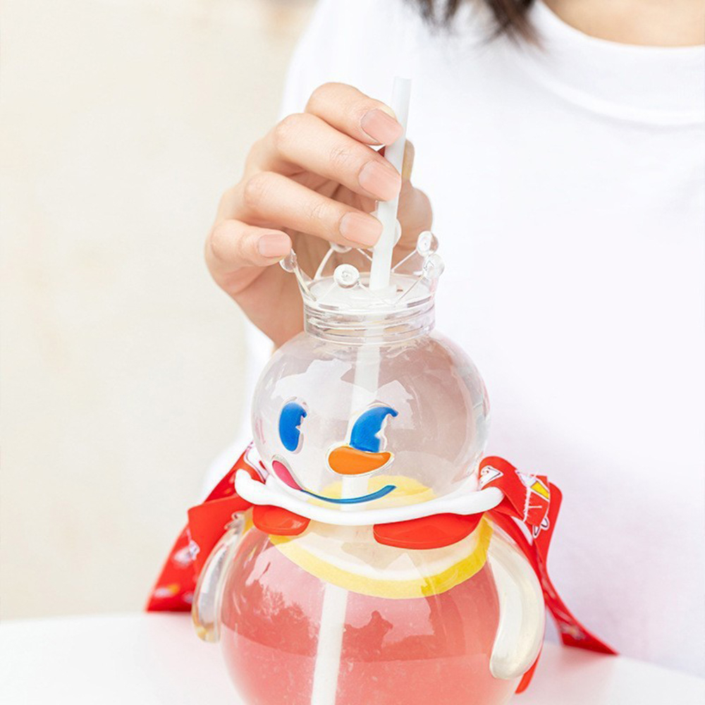 Snowman King Botol Motivasi Botol Air Dengan Tali Portabel Musim Panas Anak Kapasitas Besar Cangkir Teh Susu