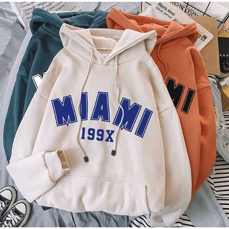 Parisdivarious Sweater Hoodie Jemper Miami Bahan Fleece Size S - XXL (Pria &amp; Wanita)