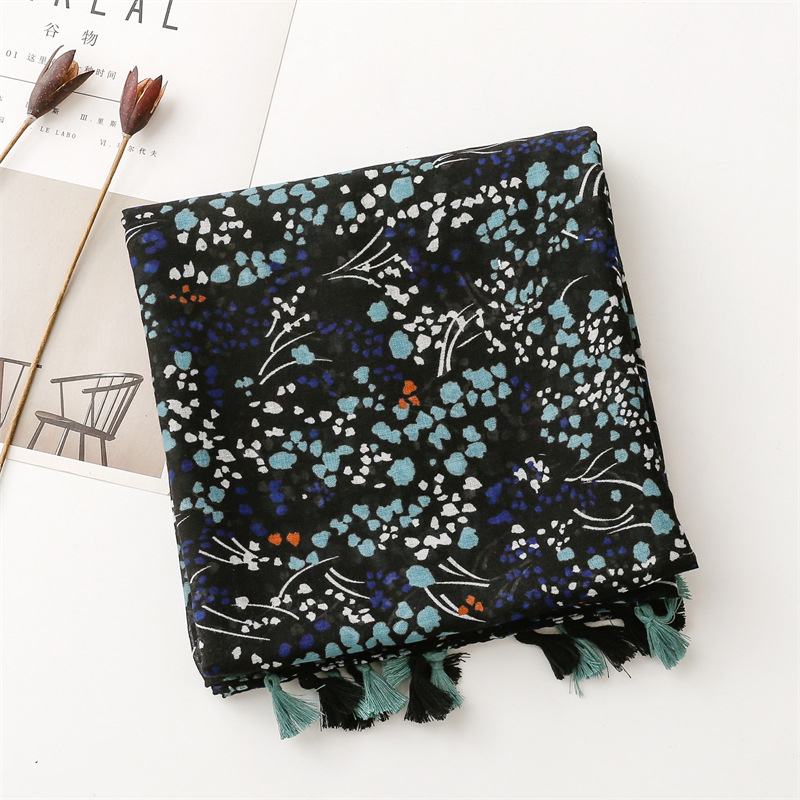 ITSFRIDAY GRIZELLE Scarf - Premium Pashmina Shawl Selendang Syal Pasmina Hijab Import Motif Clasic Navy Tassel