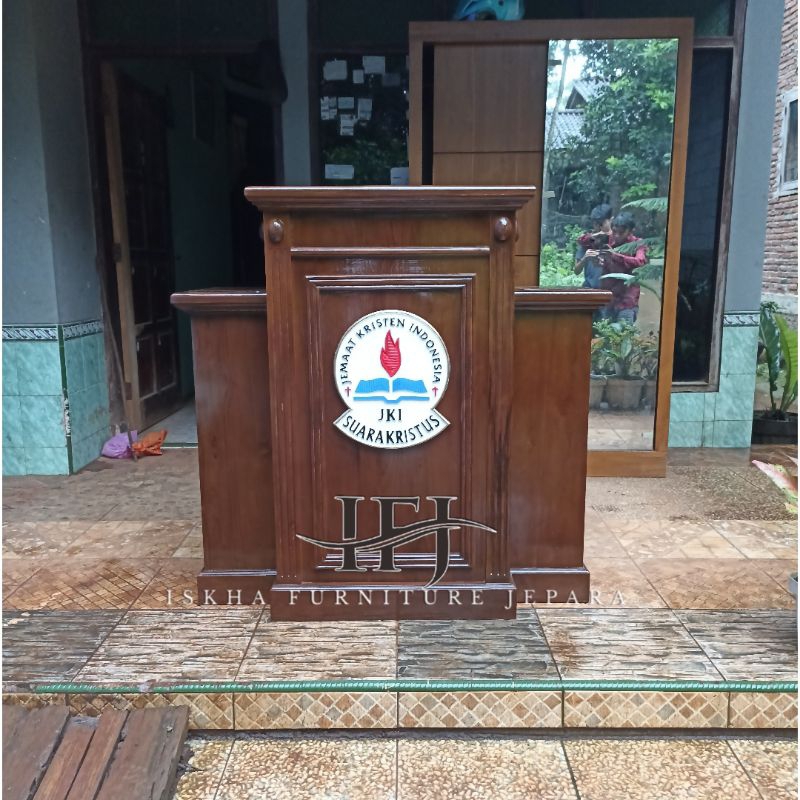 PODIUM GEREJA MINIMALIS_MIMBAR GEREJA KAYU JATI