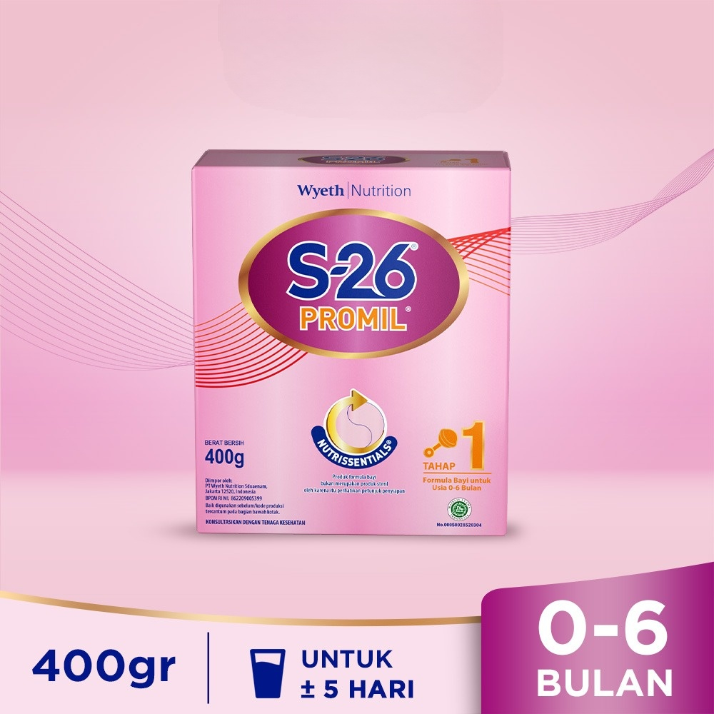 [400 Gram] S-26 Promil Tahap 1 Susu Formula Usia 0-6 Bulan, Kotak 400 gr