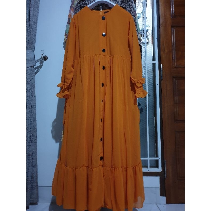 dress sifon jumbo full furing non busui