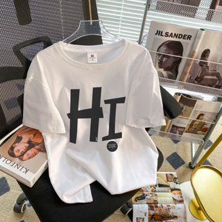 Kaos Baju Raglan Wanita Letters HI Kaos korean style Wanita Baju Atasan Wanita Baju Oversize Ootd