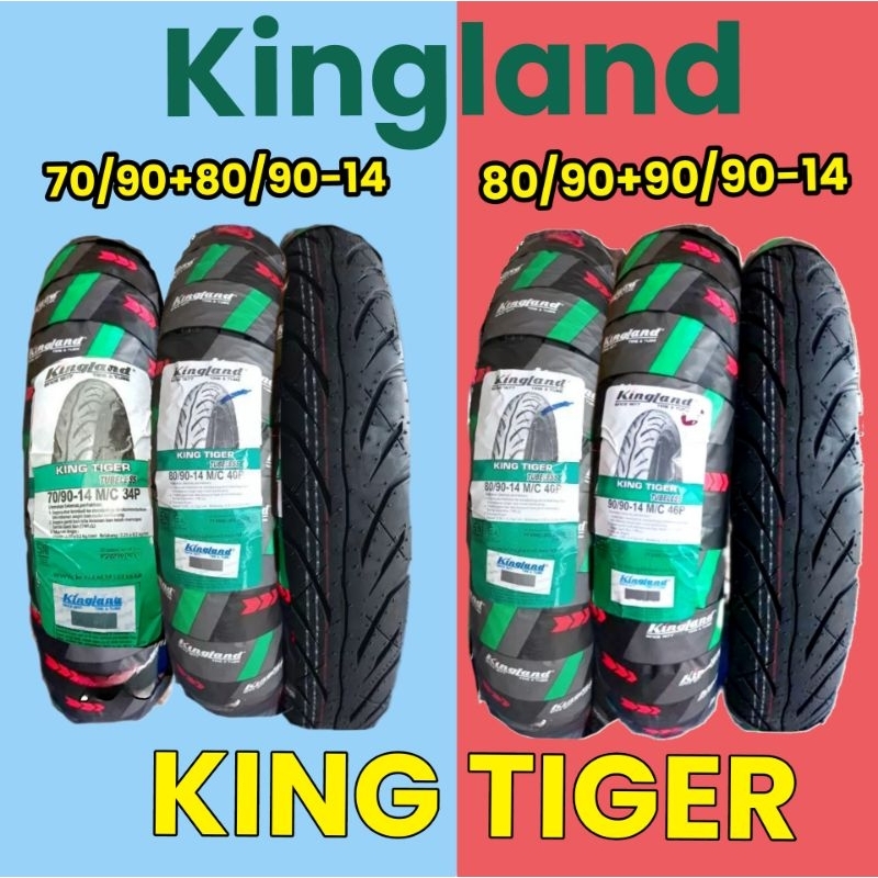 PAKET EKONOMIS BAN TUBLES MATIC KINGLAND KING TIGER UKURAN (70/90.14) (80/90.14) BAN BARU, 100% ORIGINAL, FREE PENTIL,UNTUK SEMUA MATIC