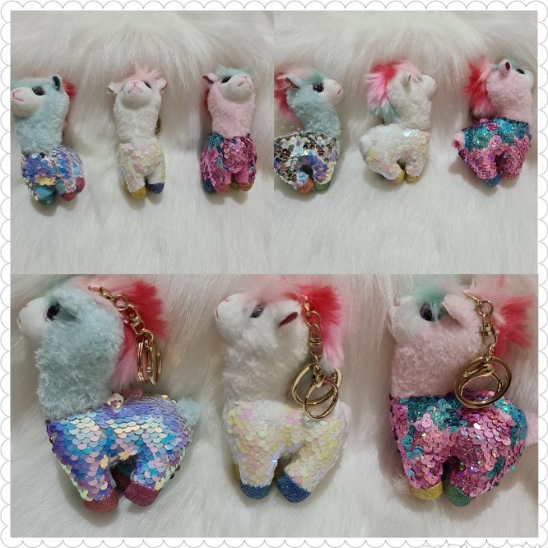 BAG CHARM / GANTUNGAN TAS / GANTUNGAN KUNCI UNICORN SEQUIN SAYAP / LLAMA SEQUIN RAINBOW / PANDA