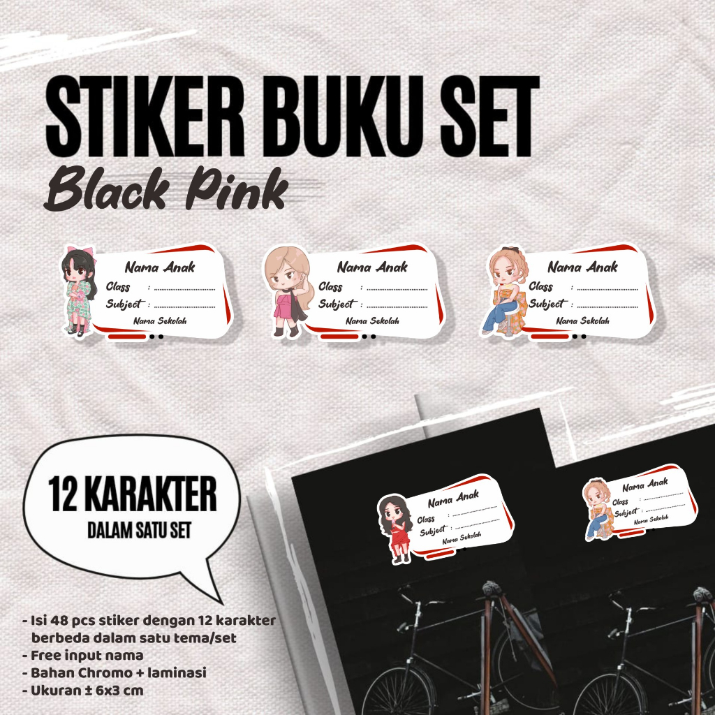 

(48 pcs)cetak stiker buku set murah tema BLACK PINK/k-pop idol stiker/label buku idol /stiker cutting/label buku kartun lucu/stiker set 12 character/murah/cutting stiker