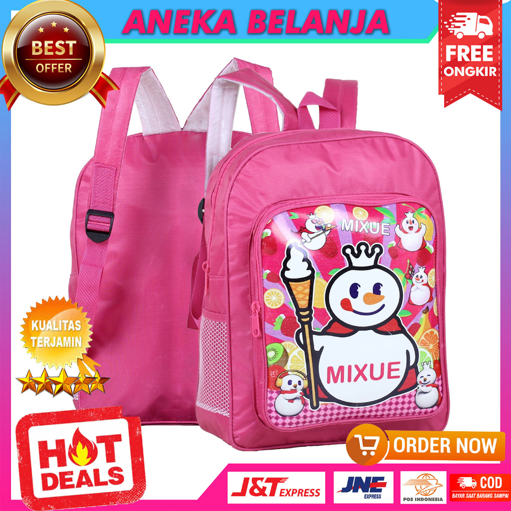 Tas Sekolah Anak Mixue Pink Stylish Kekinian Backpack Anak PAUD TK SD Fashionable Bahan Tebal Awet Ransel Anak Motif Mixue Ungu Terbaru Murah Tas Punggung Anak Ngaji LES TPQ Keren Terlaris Tas Gendong Anak Hangout Piknik Trendy Premium Berkualitas