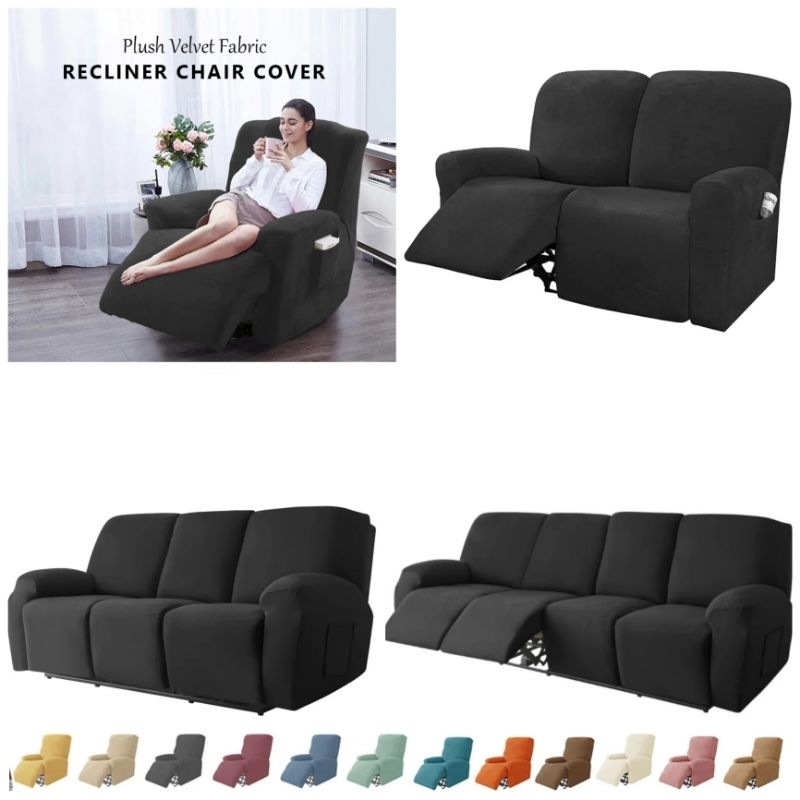 Sarung Sofa Reclining Bahan Beludru Halus Cover Sofa Recliner Elastis Import