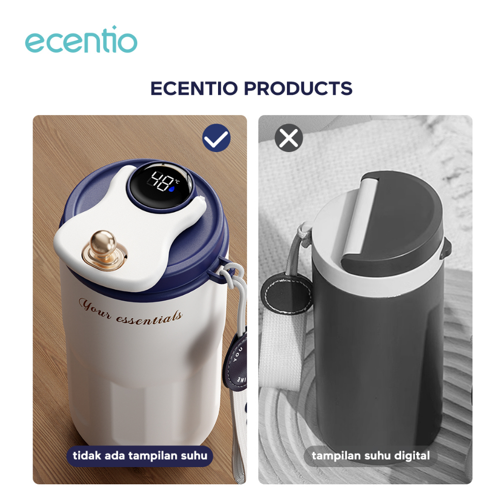 ecentio Termos Kopi 420 ml Cangkir Kopi termos Stainless Steel Gelas  LED SUHU Vacum Tahan Panas 12 JAM Mug Coffee tumbler kopi portable travel cup