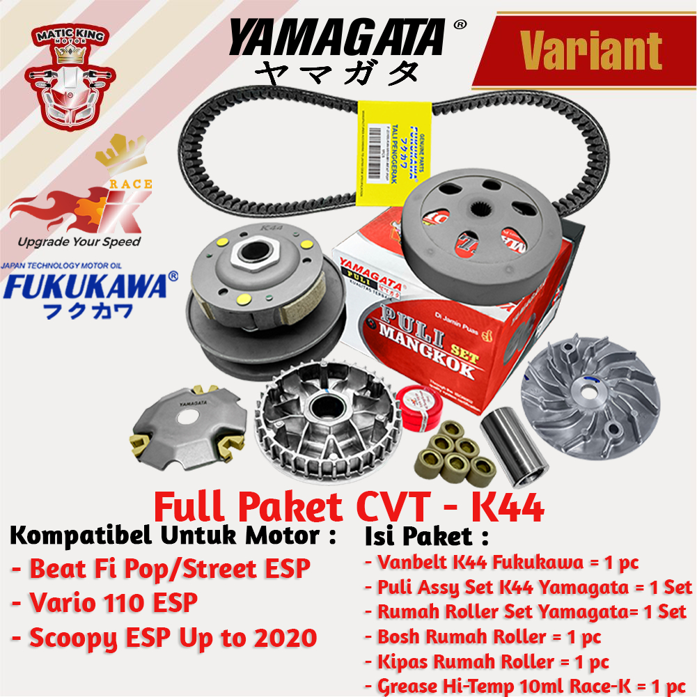 Paket Full Upgrade CVT Honda Beat Vario Scoopy Spacy Genio Deluxe 110 Fi New eSP POP Street Yamagata Fukukawa Thailand