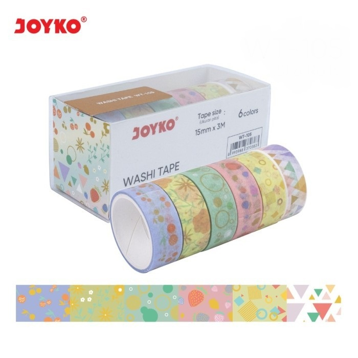 

JOYKO WASHI TAPE / PITA PEREKAT / SELOTIP KERTAS 6 WARNA WT-105