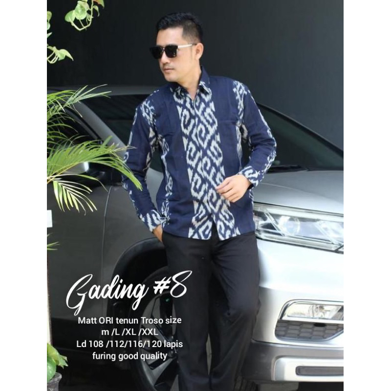 Kemeja tenun pria lengan panjang original tenun troso Jepara terbaru full furing