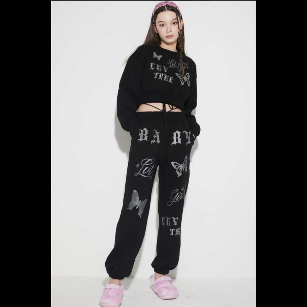 LUV TRUE SET JOGGER+ SWEATER || ONESET SWEATER CROP (IC)