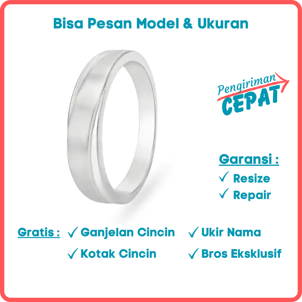 Garansi Paladium Asli Bisa Pesan Model Gratis Ukir Nama Cincin Kawin Palladium Pria Poladium ID360