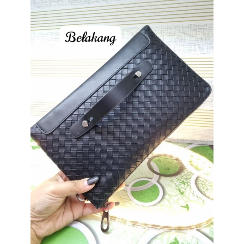 Handbag Motif Anyaman Clutch Tas Tangan Kulit Import