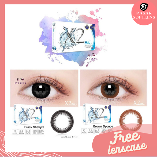 SOFTLENS X2 BIO MINUS -6.50 S/D -10.00 FREE LENSCASE DIA 14.5MM BLACK SHAKYRA &amp; BROWN BYONCE BY EXOTICON / Softlen Soflen Soflens