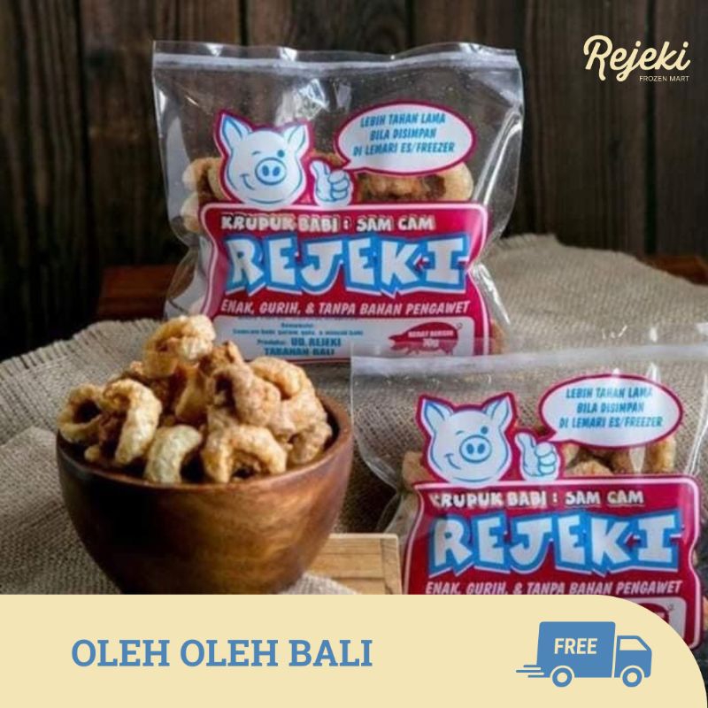 Rejeki Krupuk Kulit Babi Bali Samcan / Abon / Dendeng - Rejeki Frozen Mart