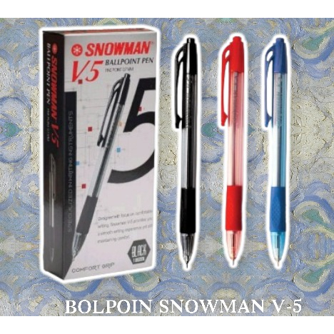 

BOLPOIN SNOWMAN V-5 ECER 0.7mm / PULPEN / Pen Snowman V-5 Hitam / Biru / Merah