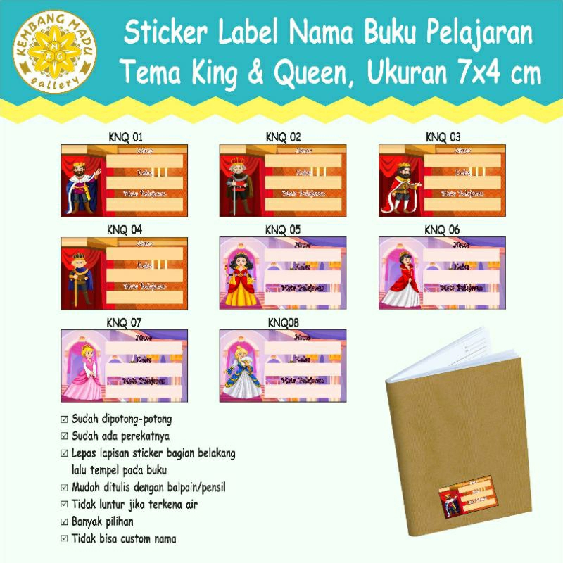 

Sticker label buku pelajaran Tema King dan Queen