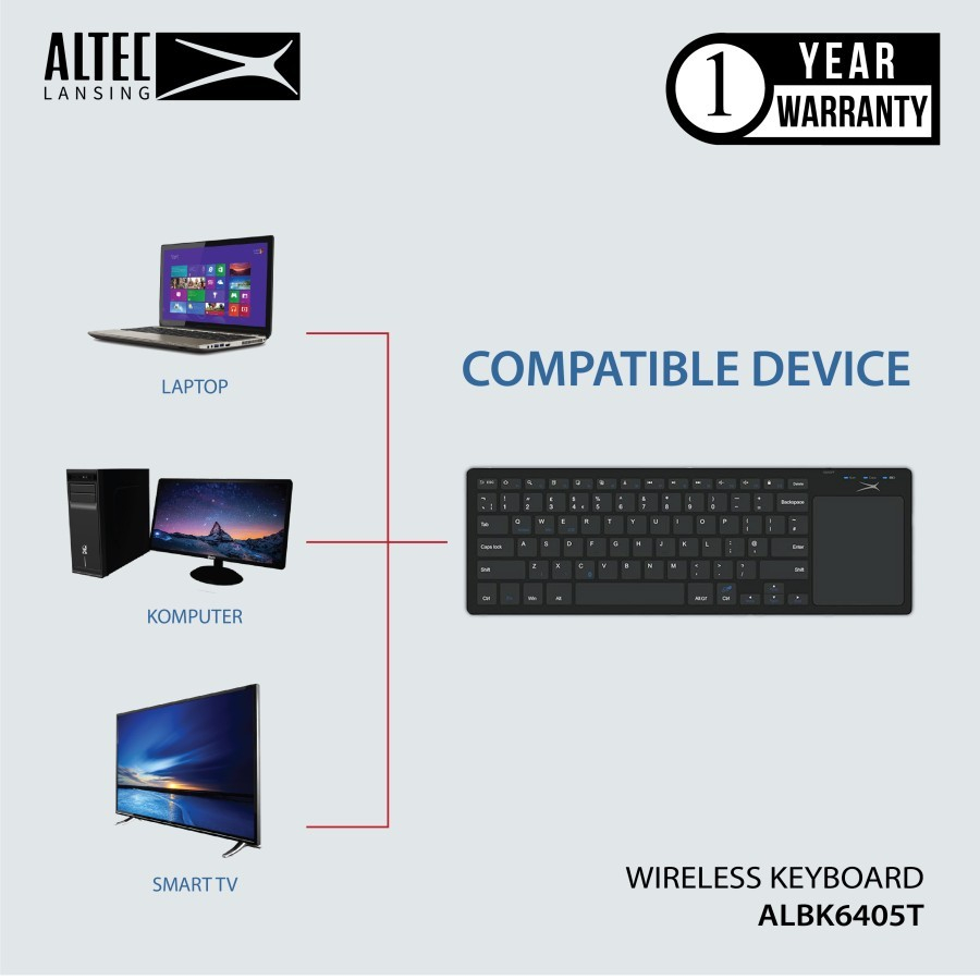 Altec Lansing ALBK6405T Keyboard Wireless Slim with Touchpad