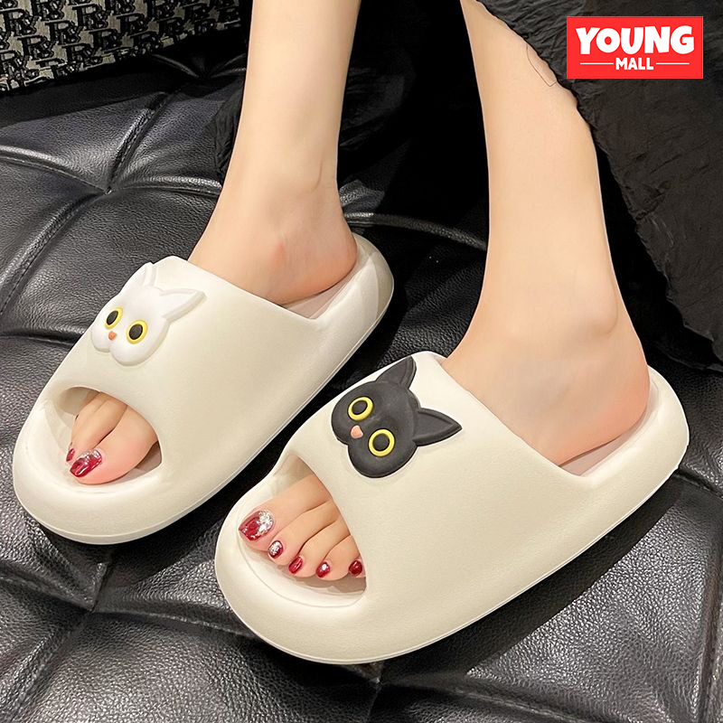 Sendal Wanita Kekinian Jelly Kasual Terbaru Sandal Lucu Wanita Karet Pola Kartun Slip On Sandal Rumah Wanita Slop Empuk Tebal 4 CM