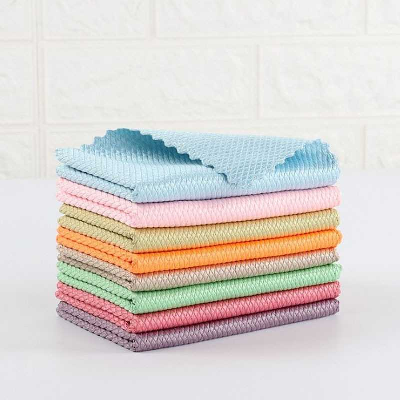 Kain Lap Fish Scale Pattern Cleaning Cloth 30x40cm 5pcs Kain Pembersih Dapur Kotor Material Microfiber Berkualitas