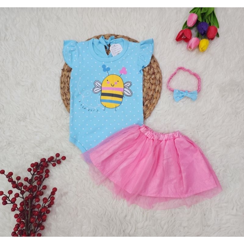 baju bayi perempuan set JUMPER TUTU+BANDANA