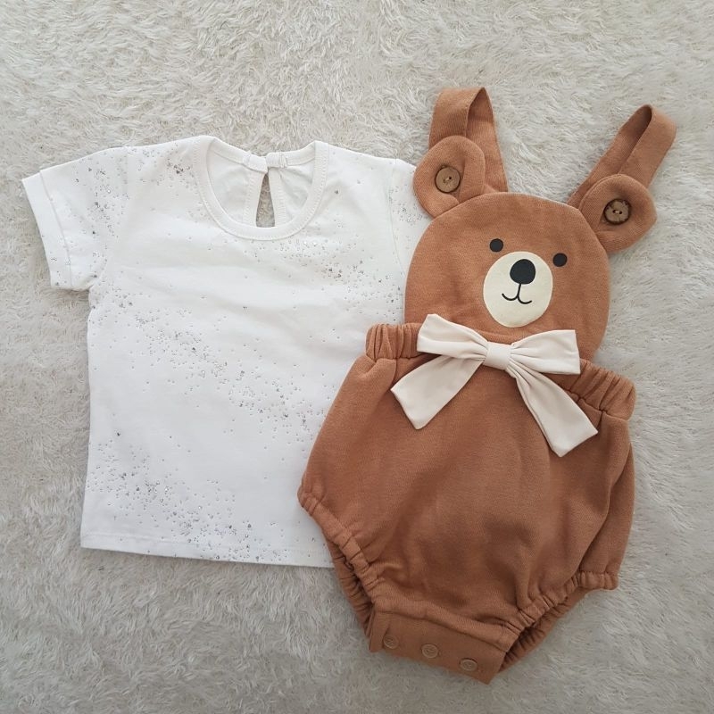 Baju Bayi Happy Bear Overall set