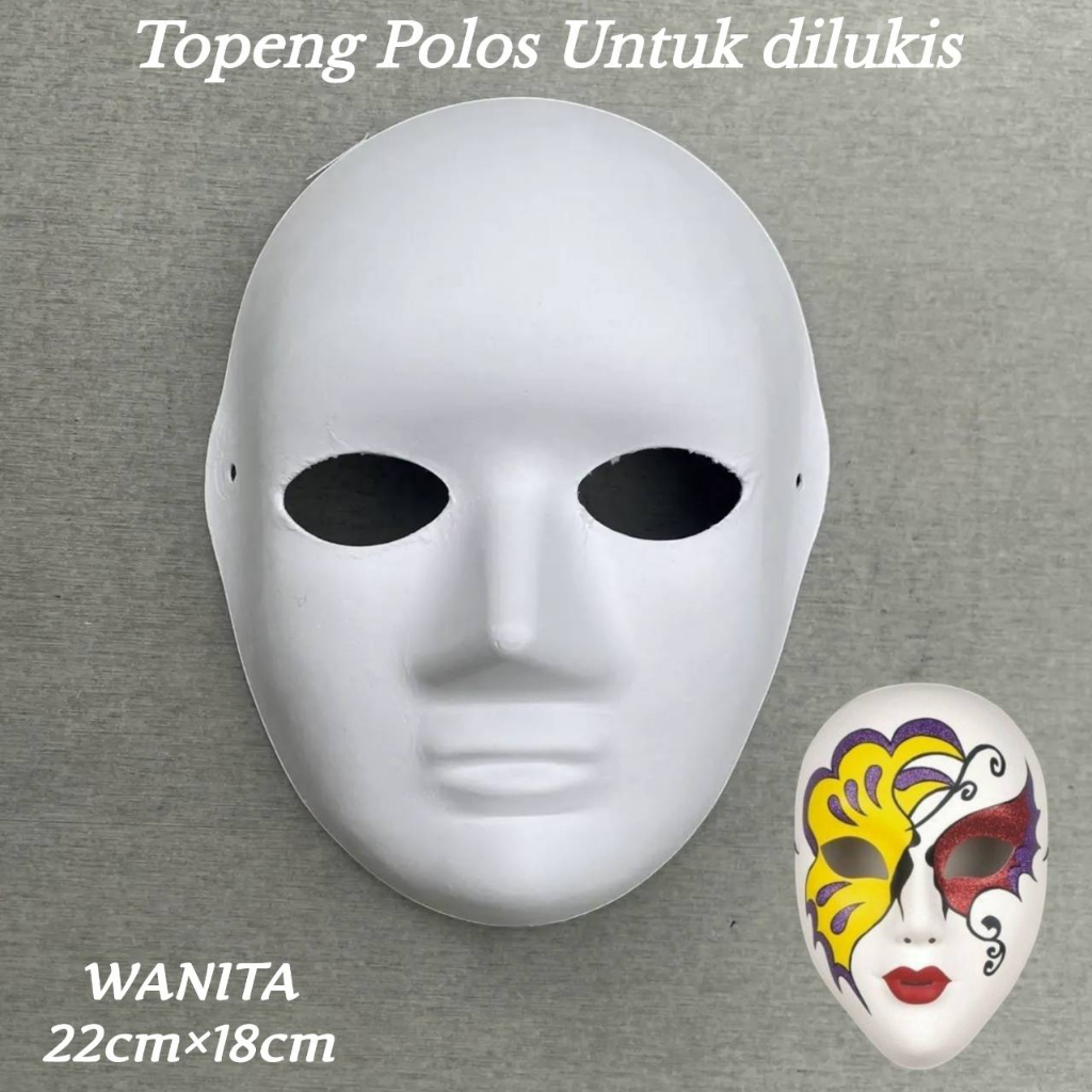 Topeng Polos untuk dilukis / Topeng Lukis Wajah Polos Putih Pria Wanita