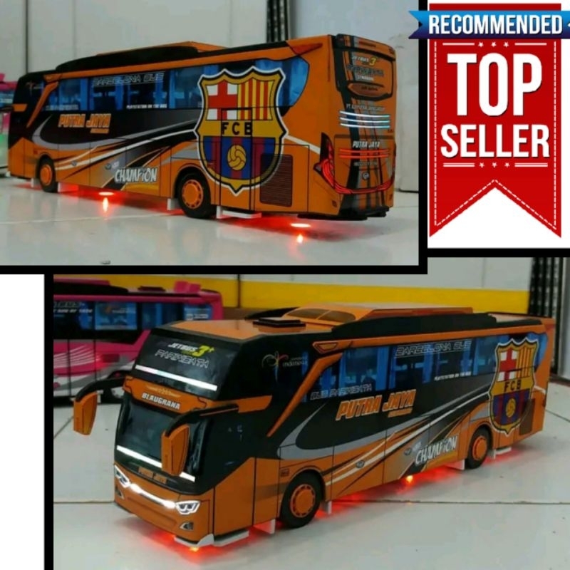 Miniatur Bus Full Lampu Ukiran Asli