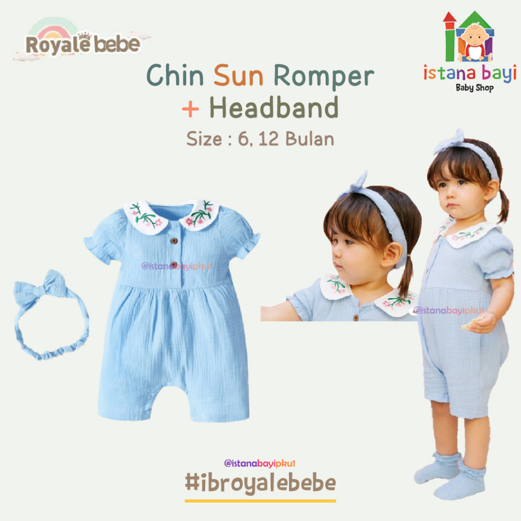 Royale Bebe  Chin Sun Romper + Headband / Romper Bayi