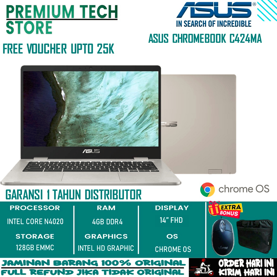 Laptop Murah Asus Chromebook C424MA N4020 4GB 128GB 14 FHD CHROME OS Terlaris