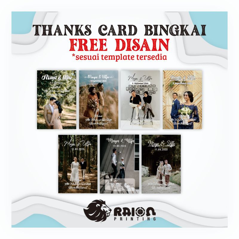 Thank You Card Wedding / Kartu Ucapan Terimakasih Pernikahan / Souvenir Pernikahan Murah Lucu Elegan