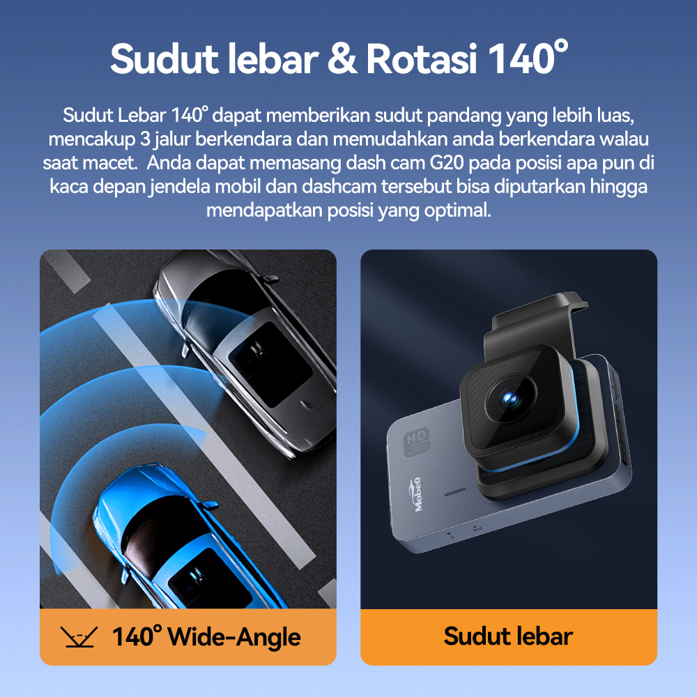 (Exclusive) Mobeo Car WifiDashcam G20 1440P Support G sensor/ Night Vision APP Control