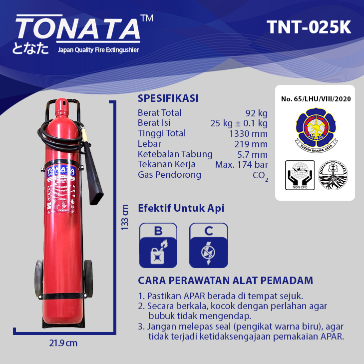 APAR 25 KG Karbondioksida (CO2) TONATA / Set Komplit