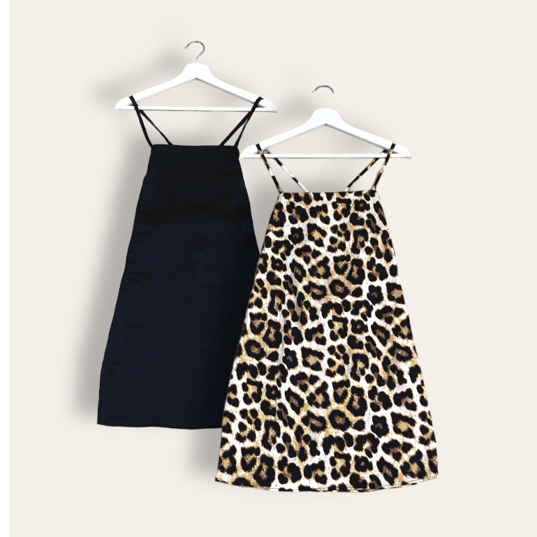 MINI DRESS LENGAN BUNTUNG TALI BELAKANG SILANG