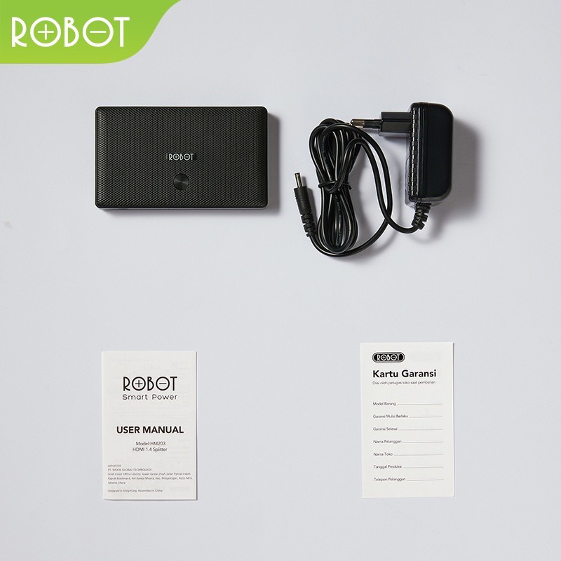 ROBOT HM203 HDMI  Splitter 1 in 2 out Bi-Direction 4k Black Original - Garansi 1 Tahun