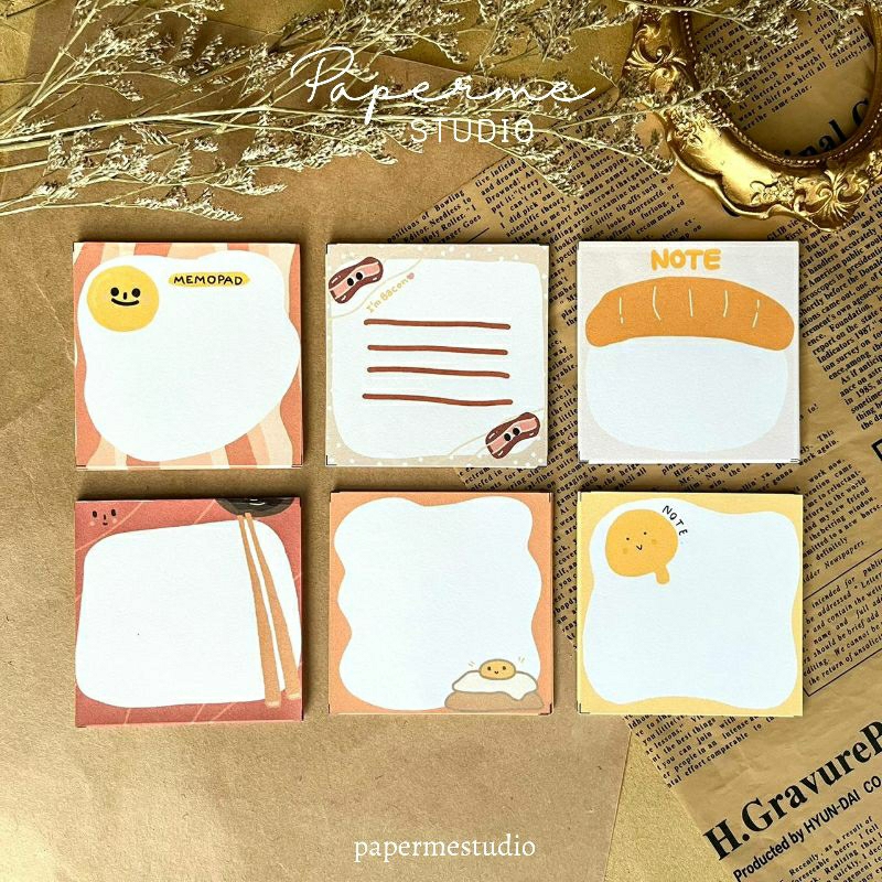 

24 Sheet Memo pad print handmade gambar korean japan food / makanan warna merah orange kuning murah bagus by Papermestudio