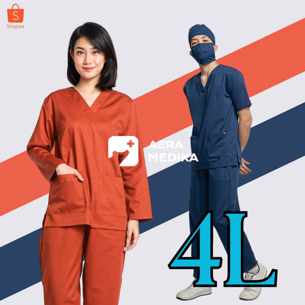 4L - Set Baju Jaga / Baju OK / Baju Perawat / Baju Dokter / Scrub Medis / Seragam OKA - Aera Medika