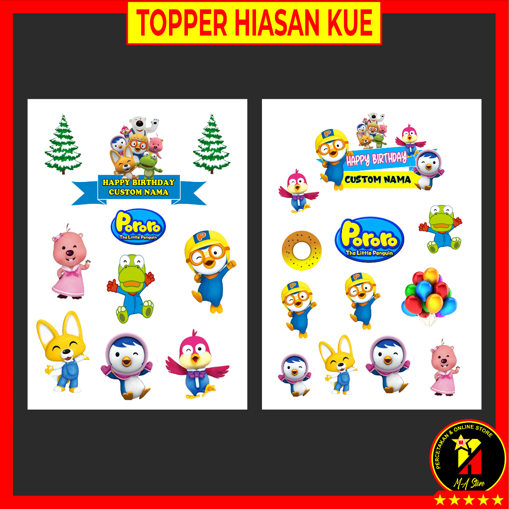 

Topper Karakter Pinguin Pororo Hiasan Kue Cake Ulang tahun Acara Pesta Bahan Kertas Foto Kualitas Glossy