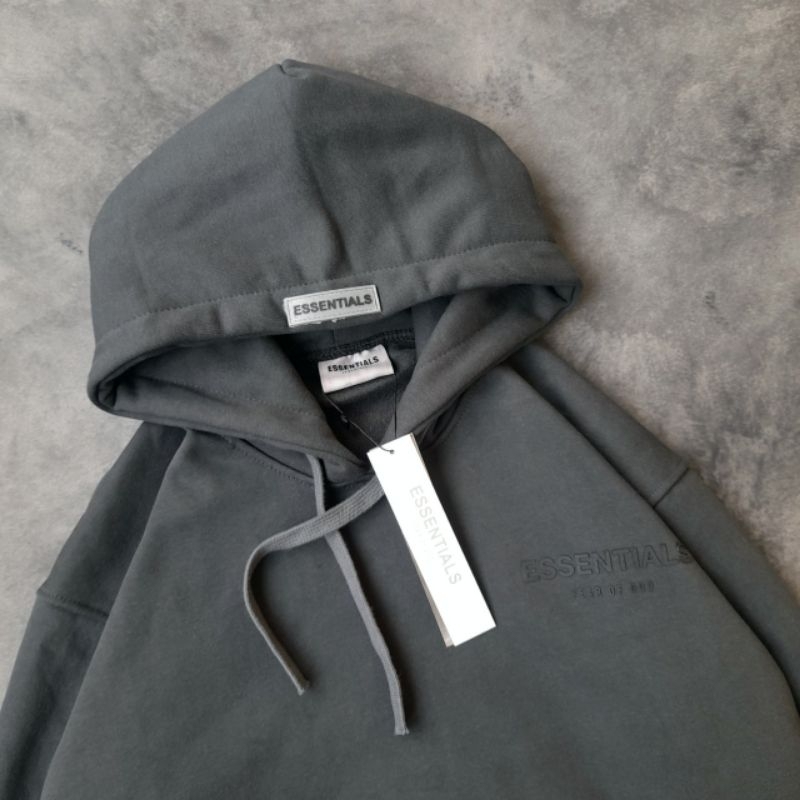 HOODIE JAKET SWEATER ESSENTIALS FEAR OF GOD GREY ABU FULLTAG &amp; LABEL