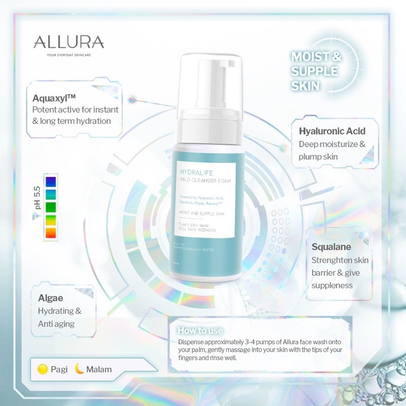 Allura Oil Control 100ml | Glowing Bright | Hydralife | Acne Buster Mild Cleanser Foam 100ml