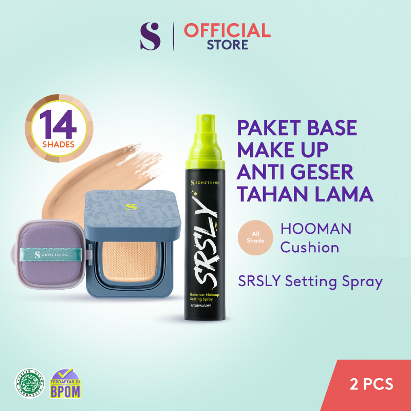 SOMETHINC [2 PCS] Base Makeup Anti Geser Tahan Lama Kit (Hooman Breathable UV Cushion Cover &amp; SRSLY Setting Spray)